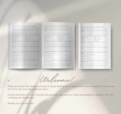 Wellness Goal Tracker | Self-Care, Habit Tracker & Health Planner PDF Download