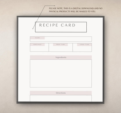 Recipe Card Bundle | Printable & Digital Recipe Organizer, Meal Planner & Kitchen Journal PDF