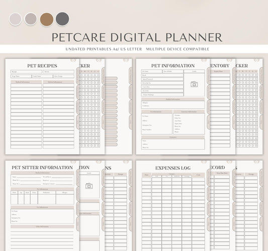 Digital Pet Care Planner | Pet Health & Vet Log Tracker | Daily Care Organizer PDF Download