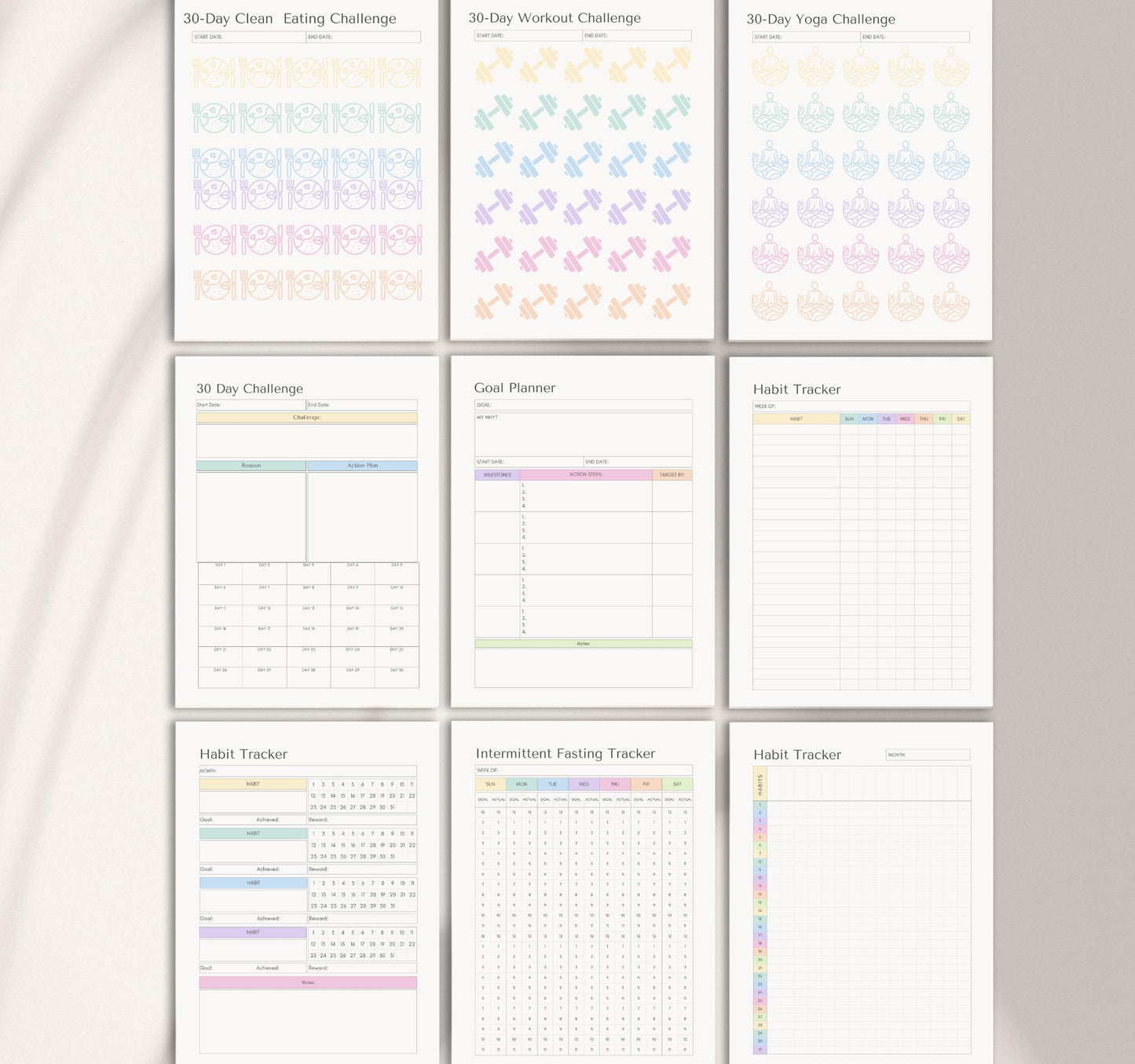 Health & Fitness Planner | Workout Tracker, Meal Planner, Wellness & Self-Care Journal PDF Download