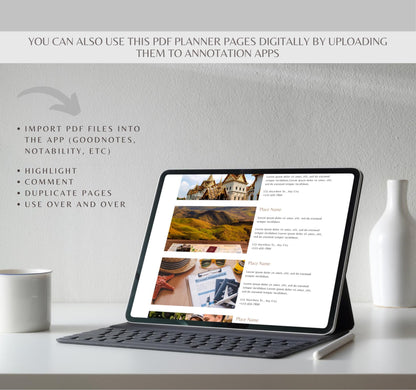 Travel Itinerary Planner | Digital Vacation & Trip Organizer | Editable PDF & Canva Template