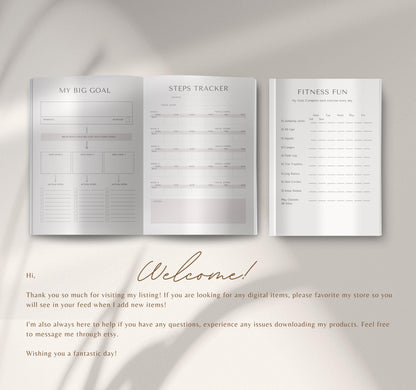 Digital Fitness Planner | Workout Tracker, Meal & Exercise Log, Health & Wellness Journal PDF Download