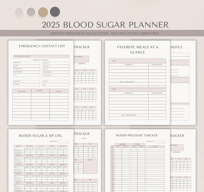 Health & Care Planner Bundle | Medical Log, Blood Sugar Tracker & Wellness Planner | Digital PDF Download