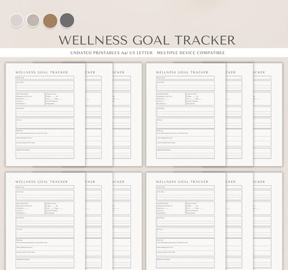Wellness Goal Tracker | Self-Care, Habit Tracker & Health Planner PDF Download