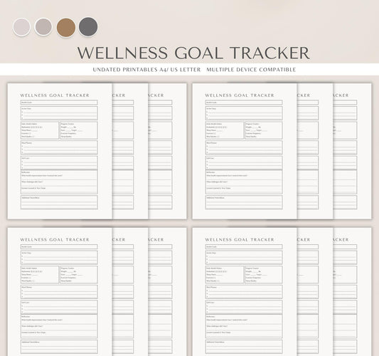 Wellness Planner Bundle | Self-Care Journal, Habit Tracker & Goal Planner | Digital PDF Download
