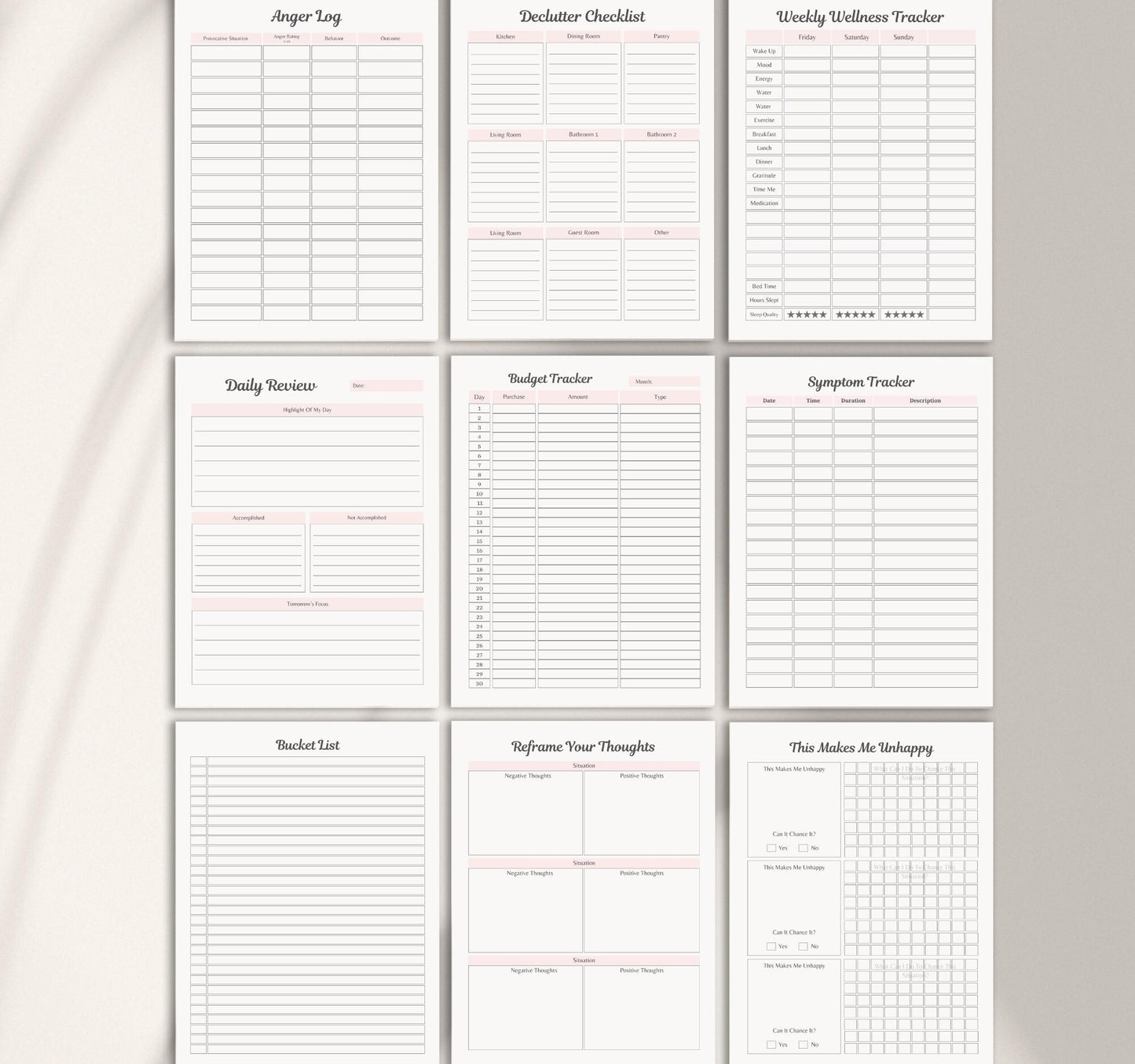 Health & Self-Care Planner | Wellness Journal, Habit Tracker & Mental Health Organizer PDF Download