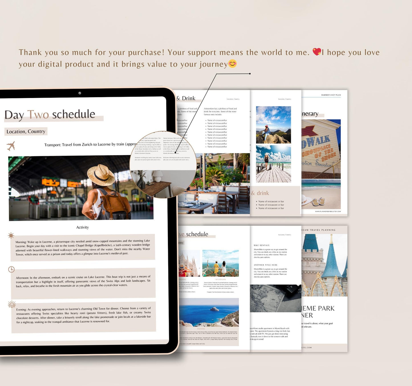 Travel Itinerary Planner | Digital Vacation & Trip Organizer | Editable PDF & Canva Template