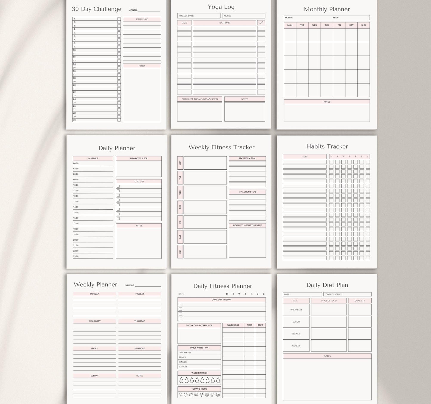 Digital Wellness Planner | Self-Care Journal, Habit Tracker & Mental Health Organizer PDF Download
