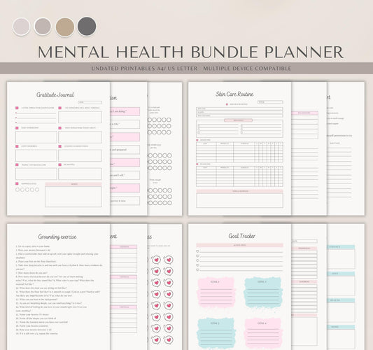 Mental Health Planner Bundle | Self-Care Journal, Anxiety Tracker & Wellness Organizer PDF