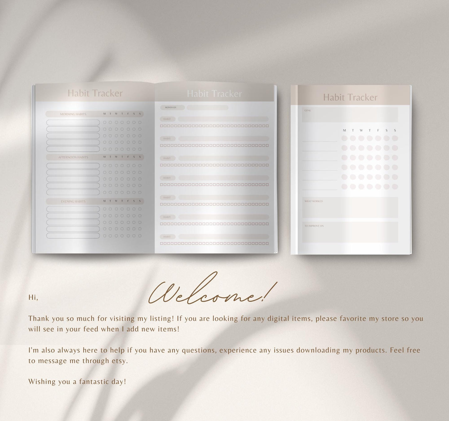 Habit Tracker Printable | Daily & Weekly Habit Log, Goal Planner & Self-Improvement Journal PDF Download