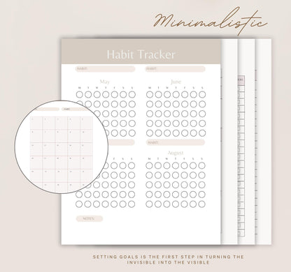 Habit Tracker Printable | Daily & Weekly Habit Log, Goal Planner & Self-Improvement Journal PDF Download