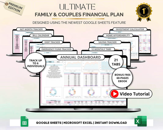 Family & Couple Financial Planner | Budget & Expense Tracker Spreadsheet | Google Sheets Money Organizer