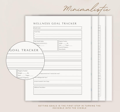 Wellness Goal Tracker | Self-Care, Habit Tracker & Health Planner PDF Download