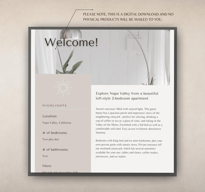 Minimalist Welcome Book Template | Editable Canva Guide for Short-Term Rentals & Vacation Homes