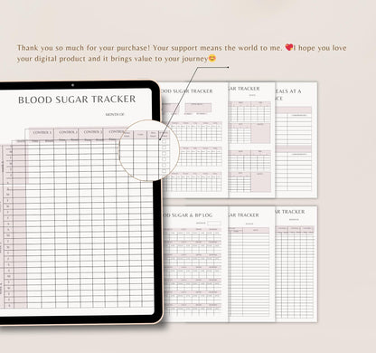 Blood Sugar Planner | Diabetes Logbook, Glucose Tracker & Health Journal PDF Download