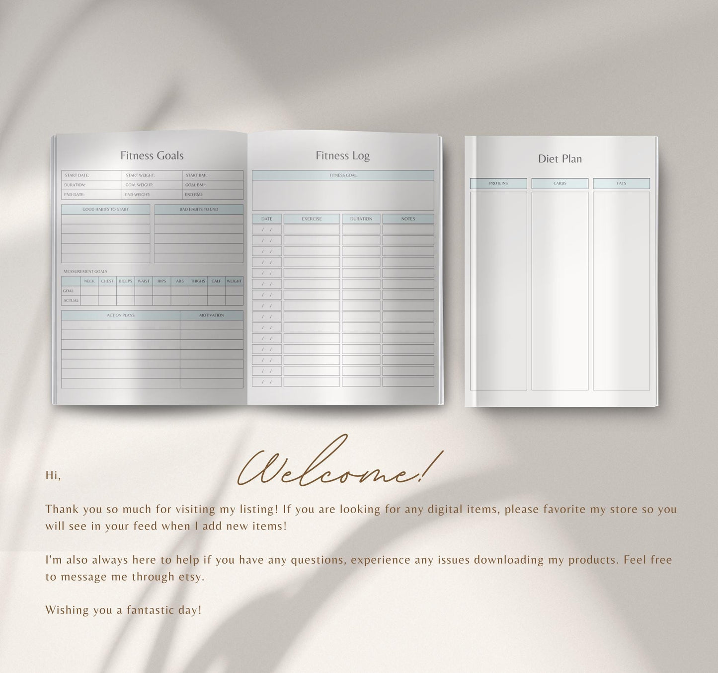 Health Digital Planner | Wellness Journal, Fitness & Meal Tracker, Self-Care & Medical Log PDF Download